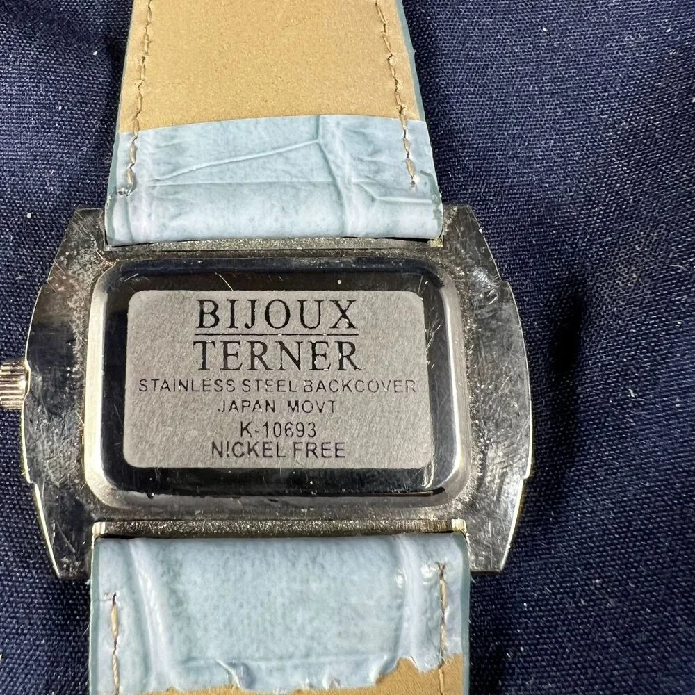 Bijoux Terner Womens Quartz Watch With Light Blue Croc-Embossed Band & Rhineston - Picture 4 of 4